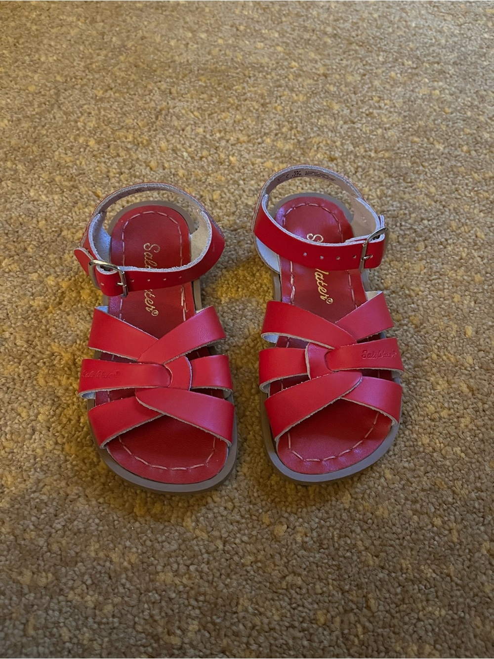 Salt Water Sandals by Hoy Red Kids Leather Flat Sandals size 10 classic